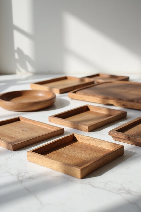 elegant wooden trays selection