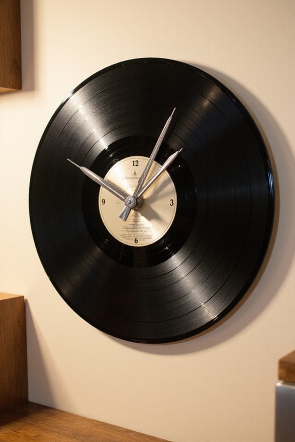 upcycled record clock aesthetics
