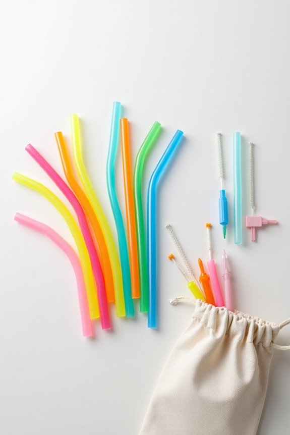vibrant colorful reusable straws